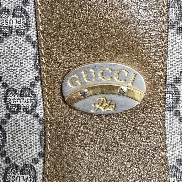 GUCCI GG Plus Canvas Boston Bag PVC Leather Beige - Picture 9 of 16